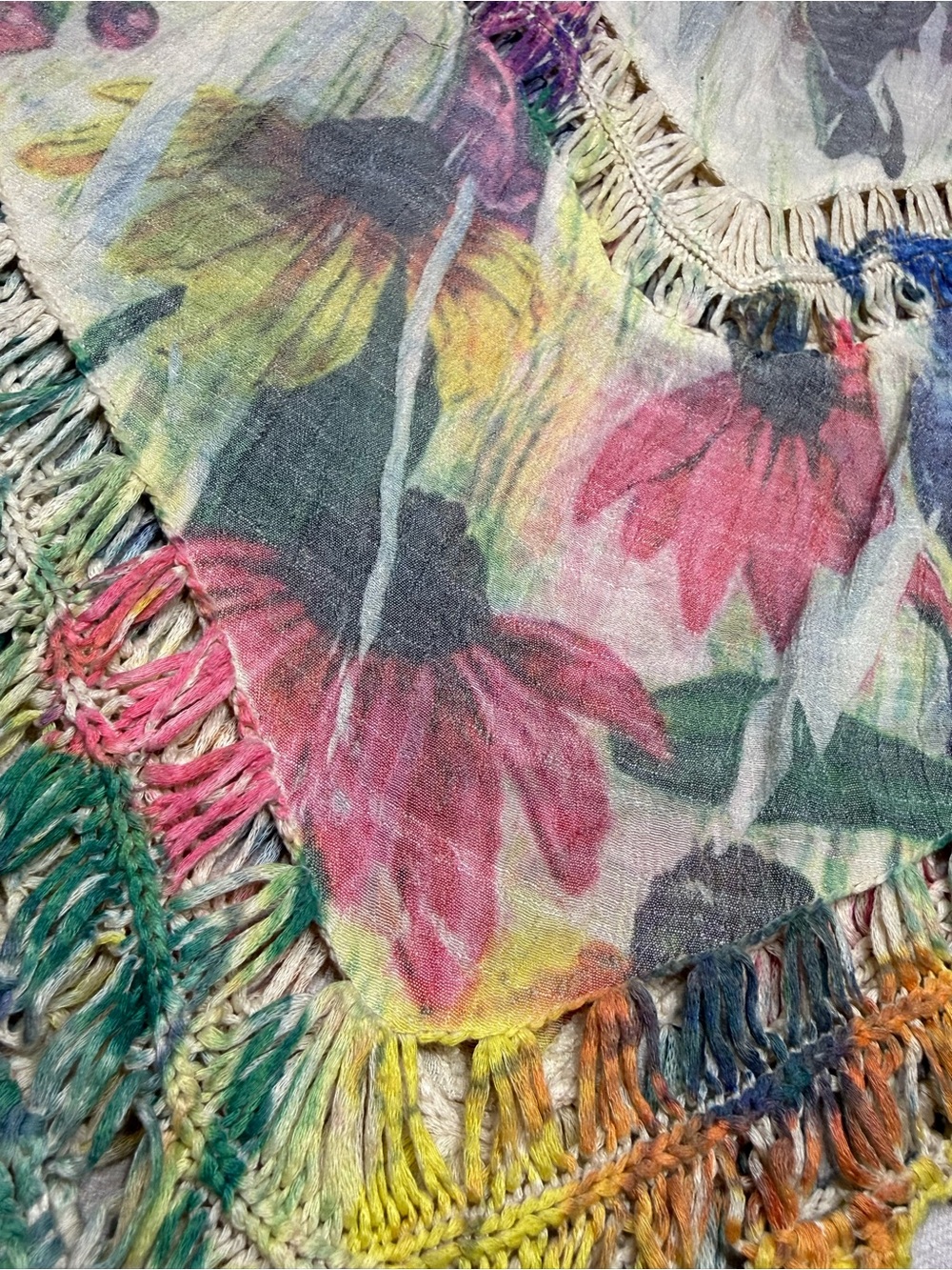 ADORE Multicolor Semi-Sheer Crochet Pullover Top - Size Large - Picture 14 of 15